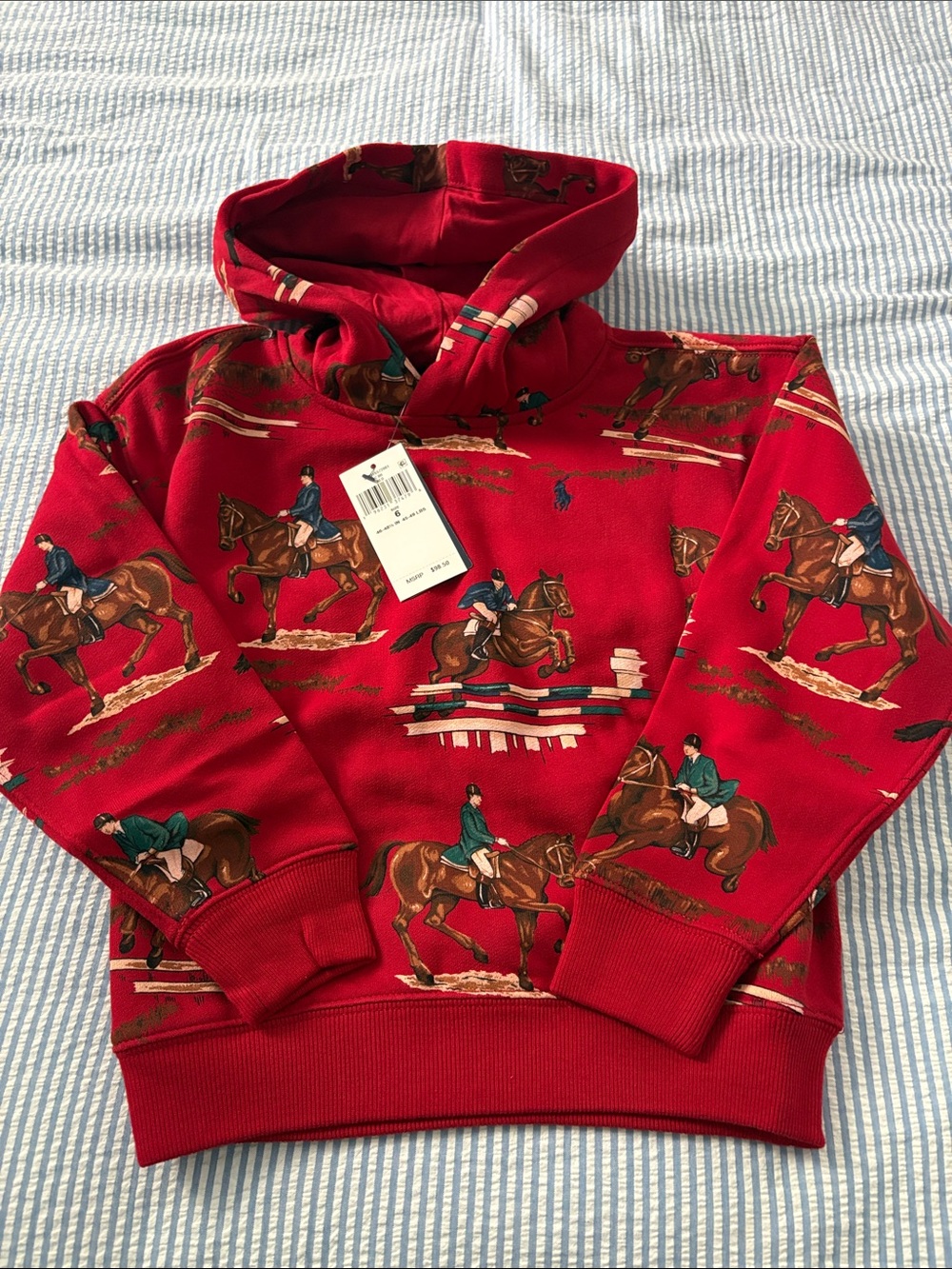 Polo by Ralph Lauren Red Equestrian Print Hoodie with Riders